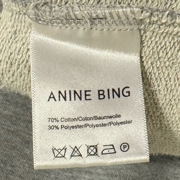 Anine Bing Quilted Elbow Patch Crewneck Sweatshirt Gray Women’s Size S - Picture 6 of 6